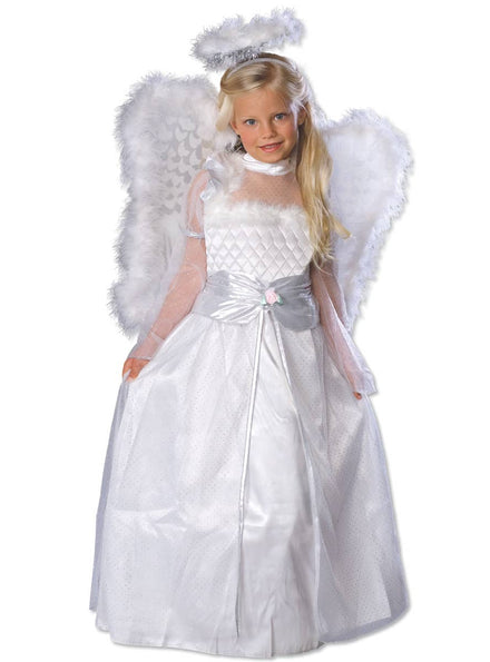 Girl's White Rosebud Angel Dress Up Costume - Main Image