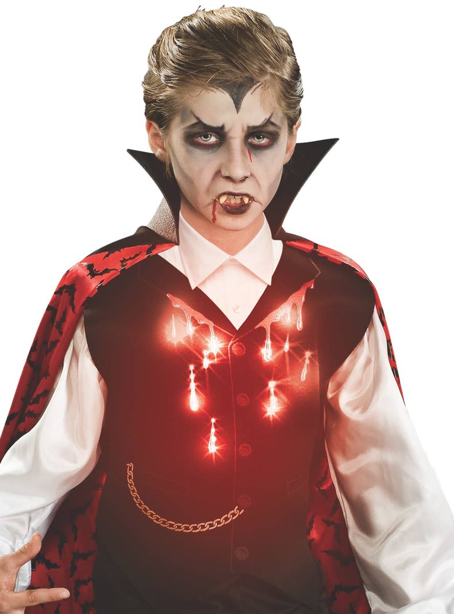 Light Up Boys Vampire Halloween Costume - Close Image