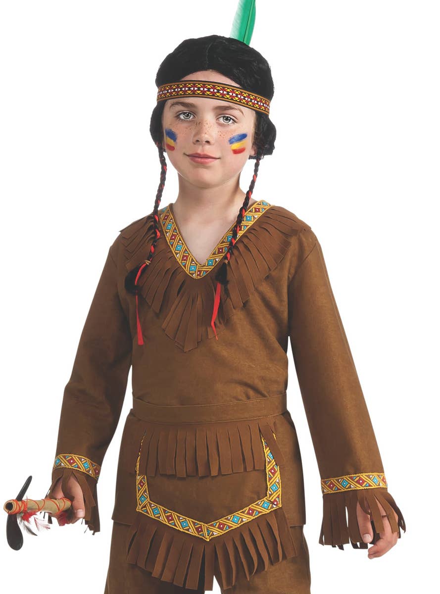 Boys American Indian Warrior Fancy Dress Costume Zioom Image