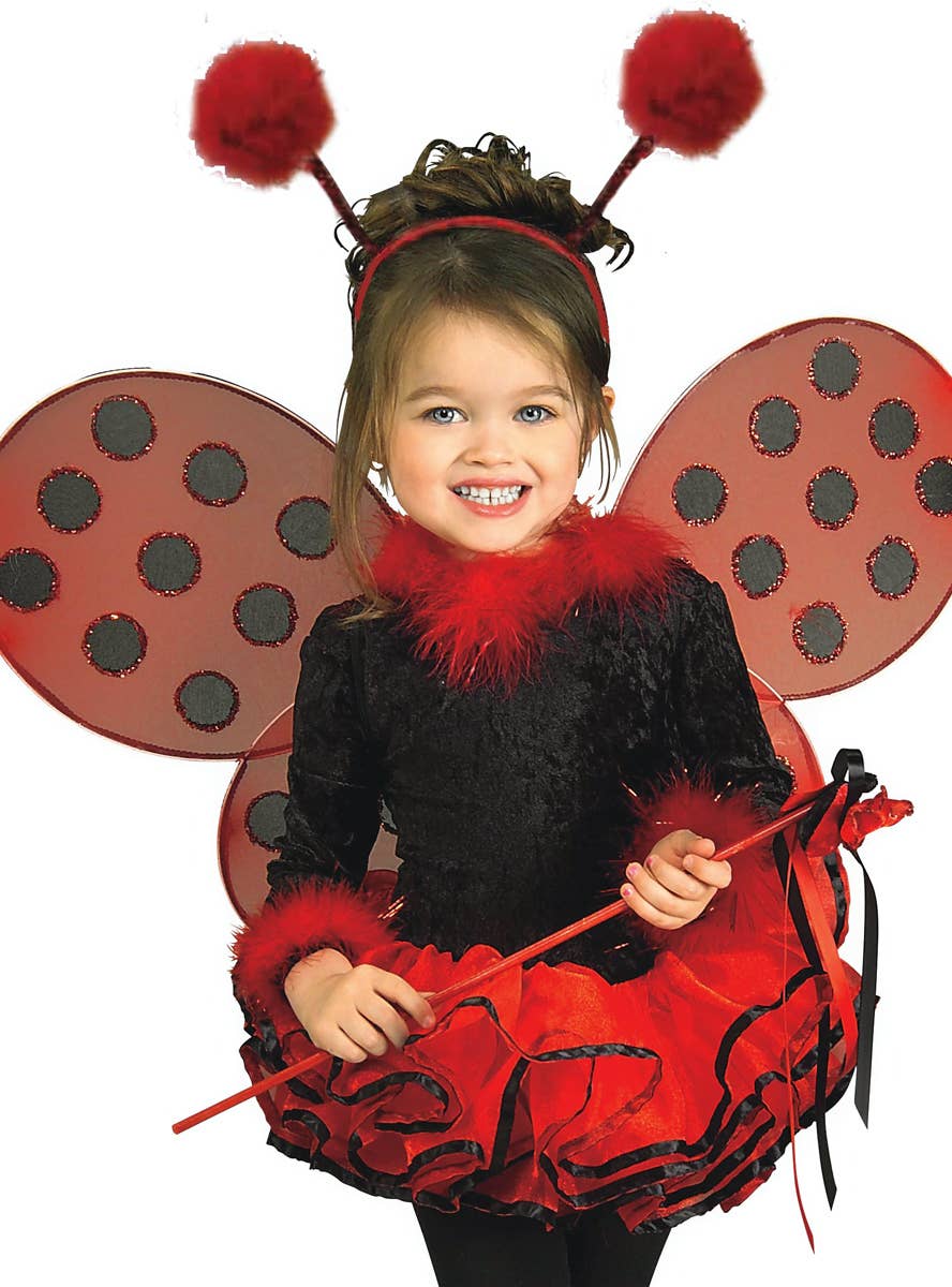 Spotty Red and Black Ladybug Girl's Toddler Costume - Alternative Image