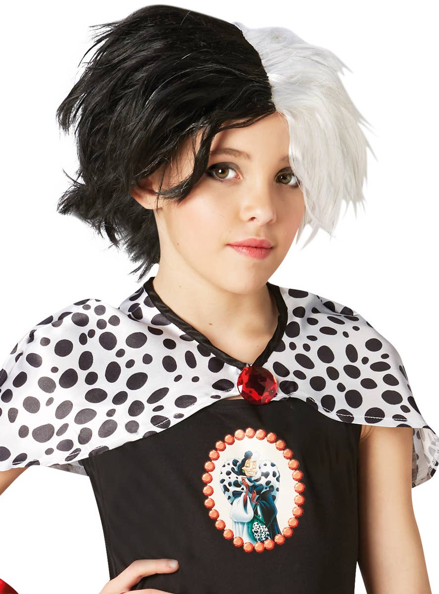 Cruella De Vil Girl's 101 Dalmatians Costume Close View