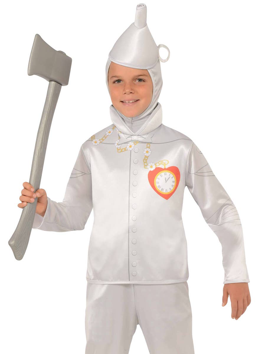 Tin Man Boy's Wizard of Oz Silver Book Week Costume Close Image 