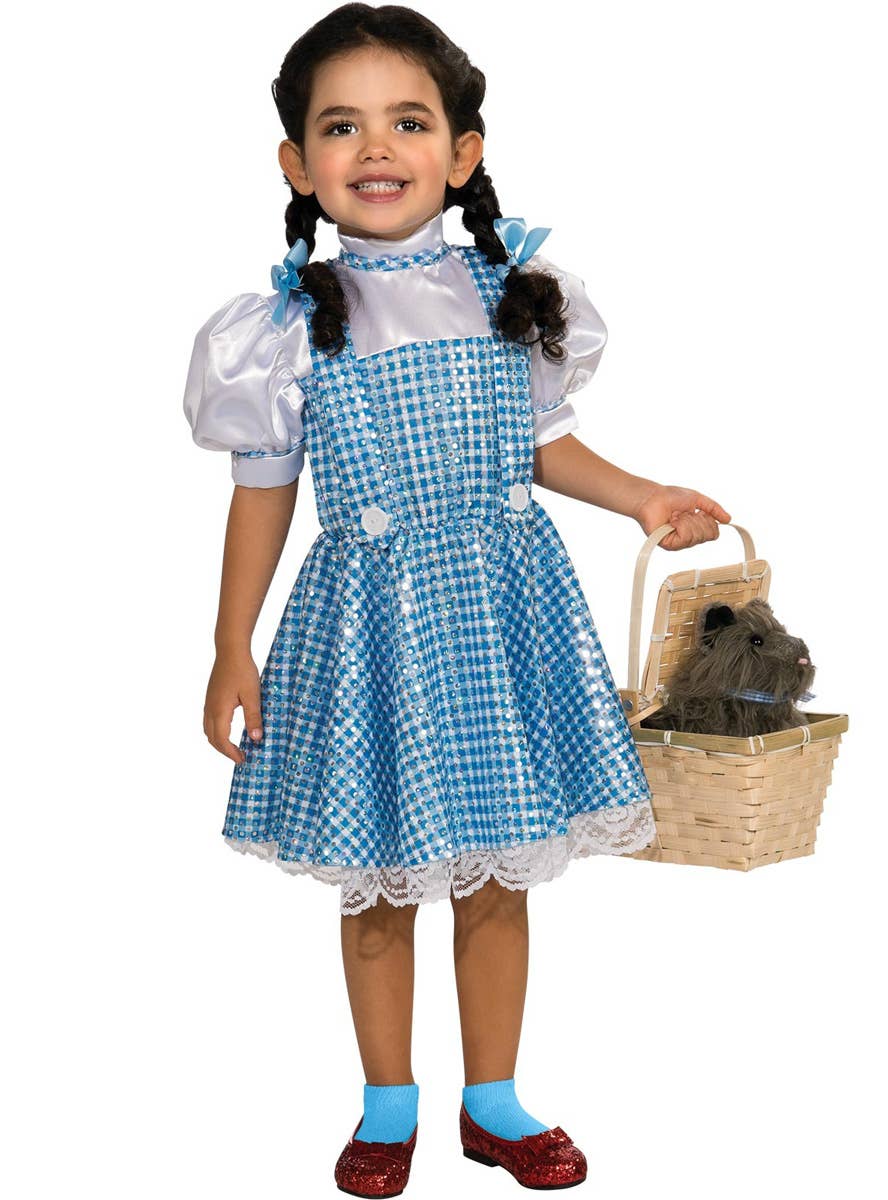 Girl's Sequinned Dorothy Wizard of Oz Costume - Alternative Image