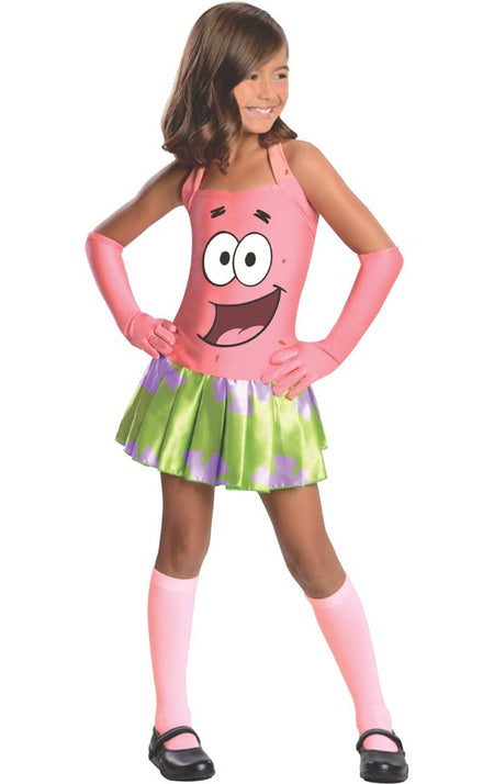 Girls Patrick Star Spongebob Squarepants Fancy Dress Costume Front Image