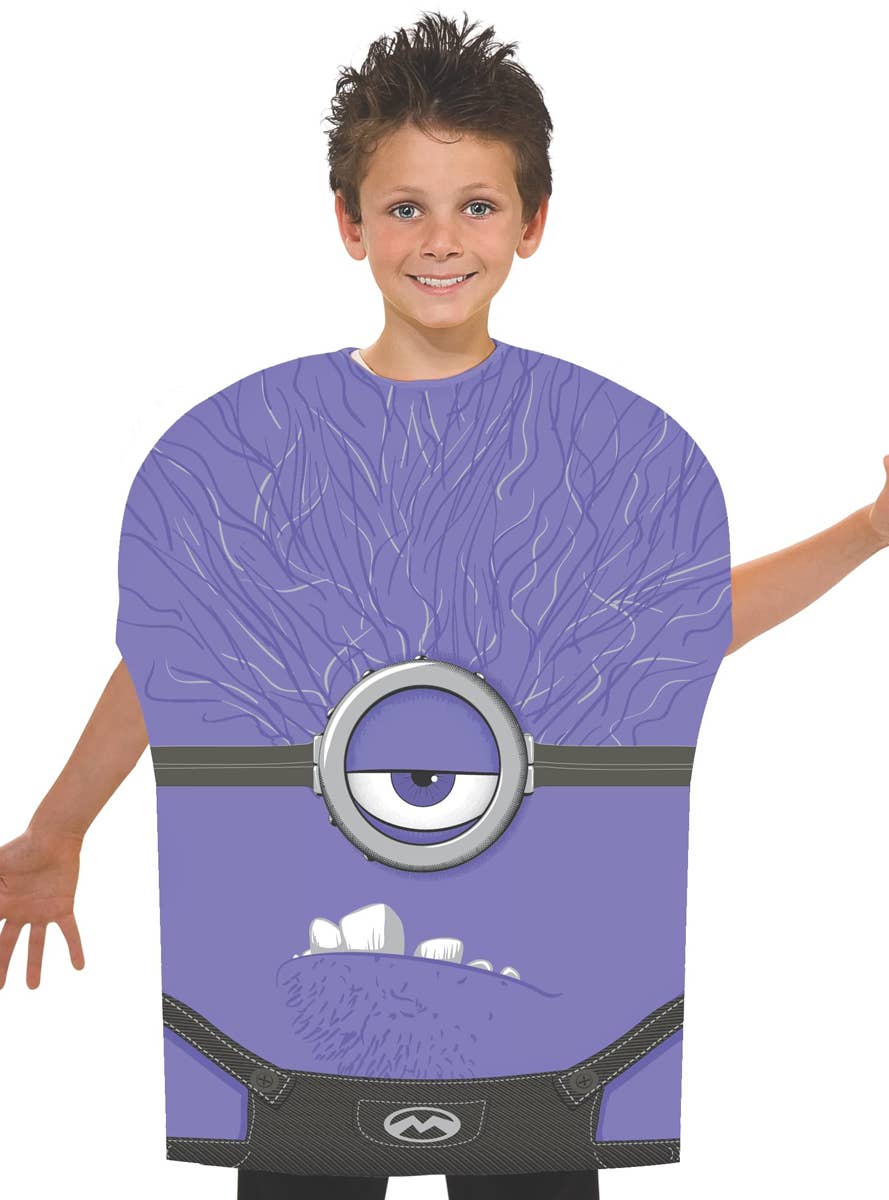 Boy's Evil Minion Purple Movie Character Costume Closw View