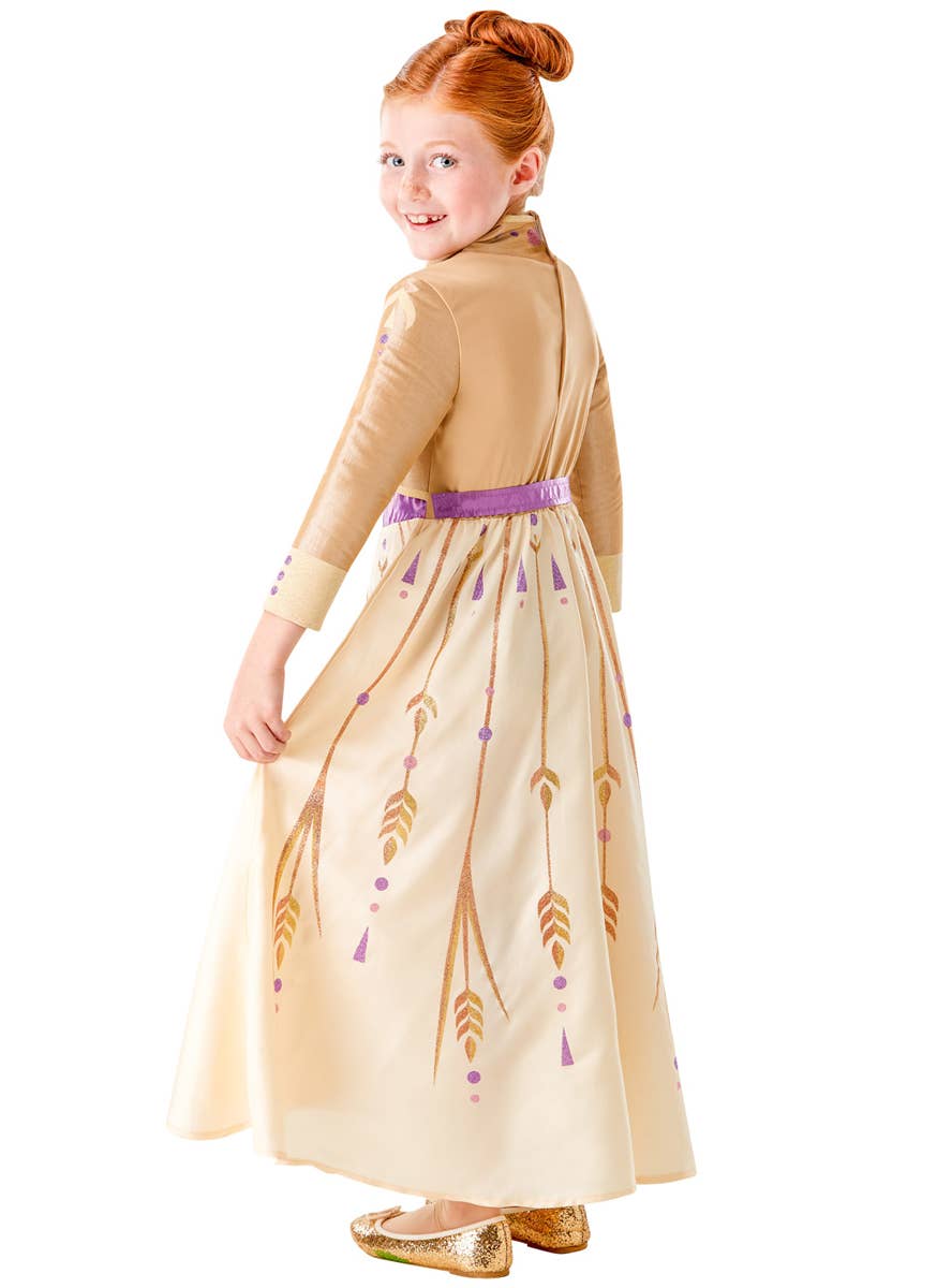 Girls Frozen 2 Gold Anna Costume - Back Image