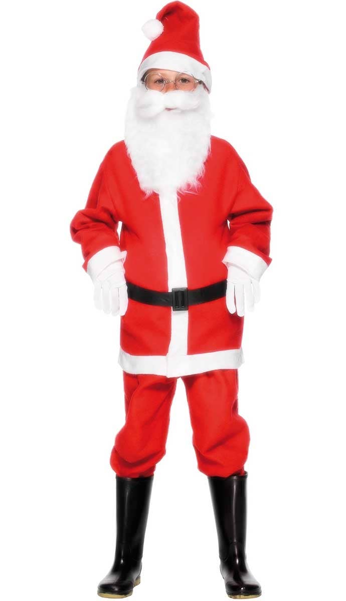 Festive Red and White Santa Claus Boy's Christmas Costume - Alternative Image