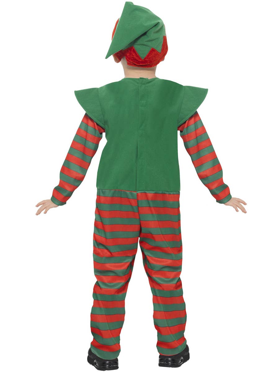 Green and Red Kid's Unisex Christmas Elf Costume - Back Image