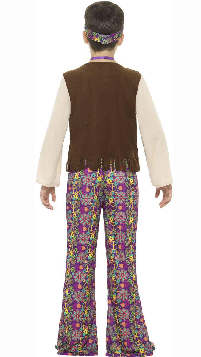 1970s Boys Retro Fancy Dress Hippie Costume - Back Image