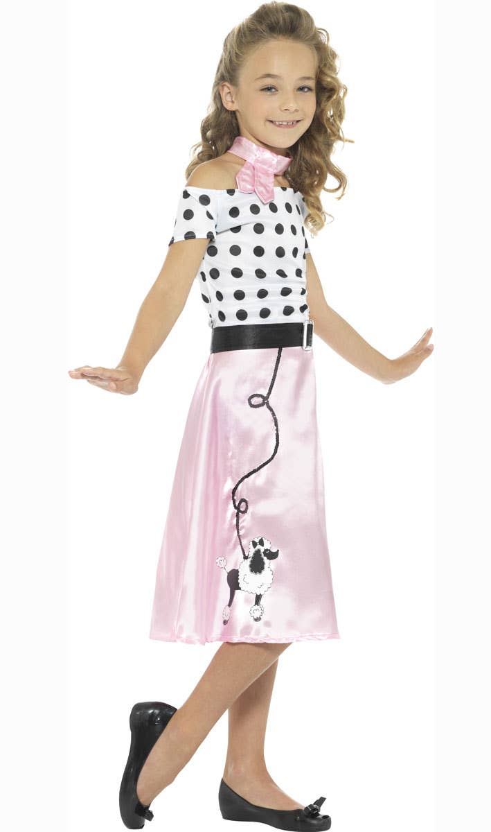Pink 1950s Poodle Fancy Dress for Girl Costume - Side Image