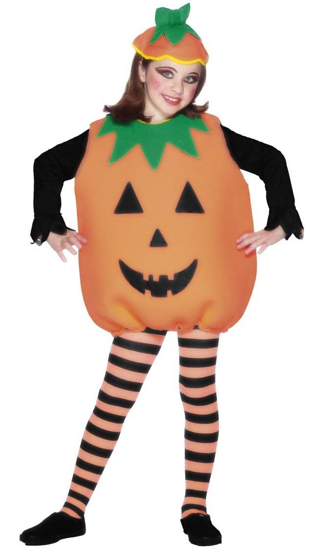 Kids Orange Pumpkin Halloween Fancy Dress Costume Main Image