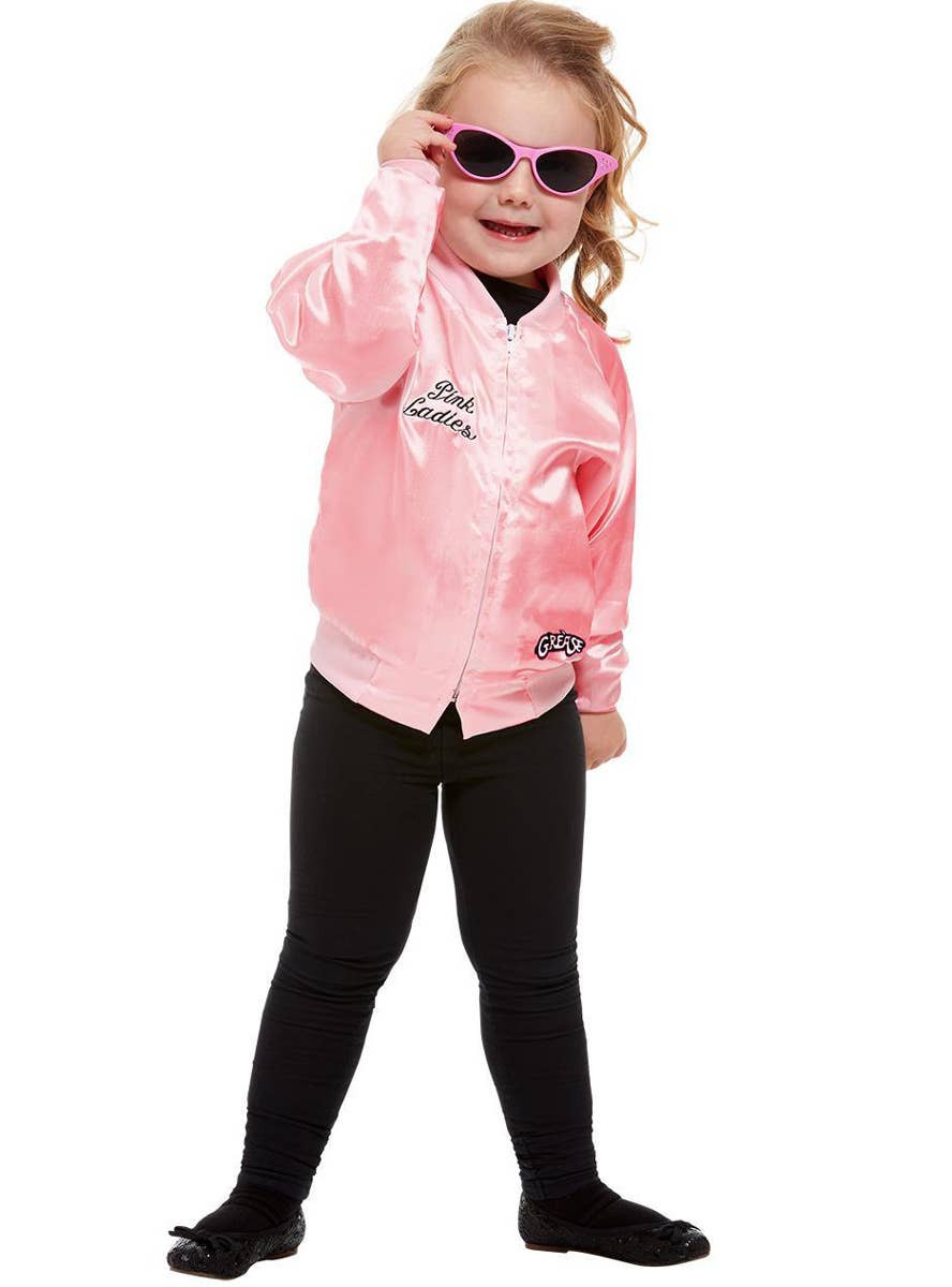 Girl's Pink Ladies Grease Costume Jacket Front View 2