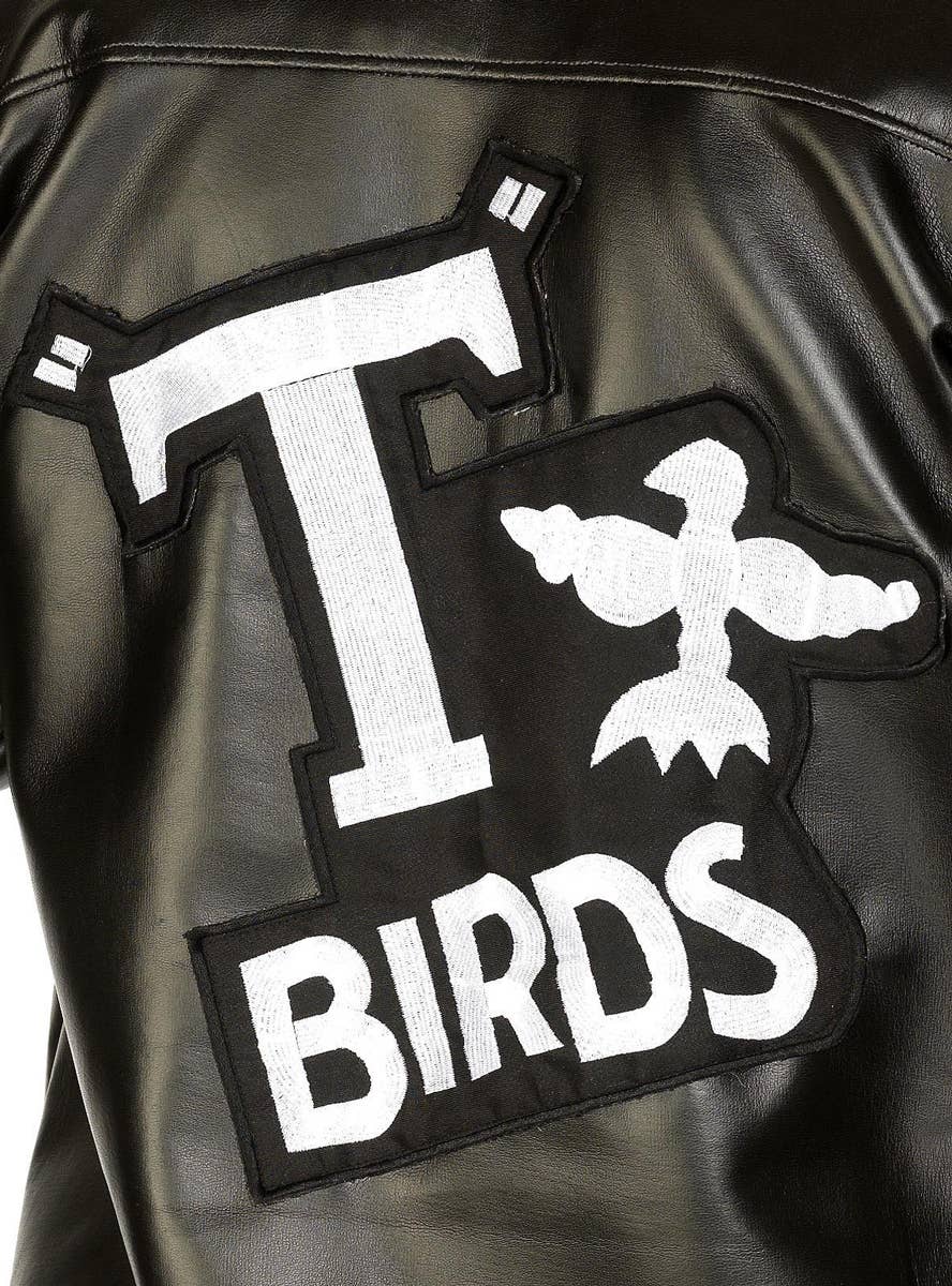 Boy's Grease T-Birds Black Leather Costume Jacket Close Up View