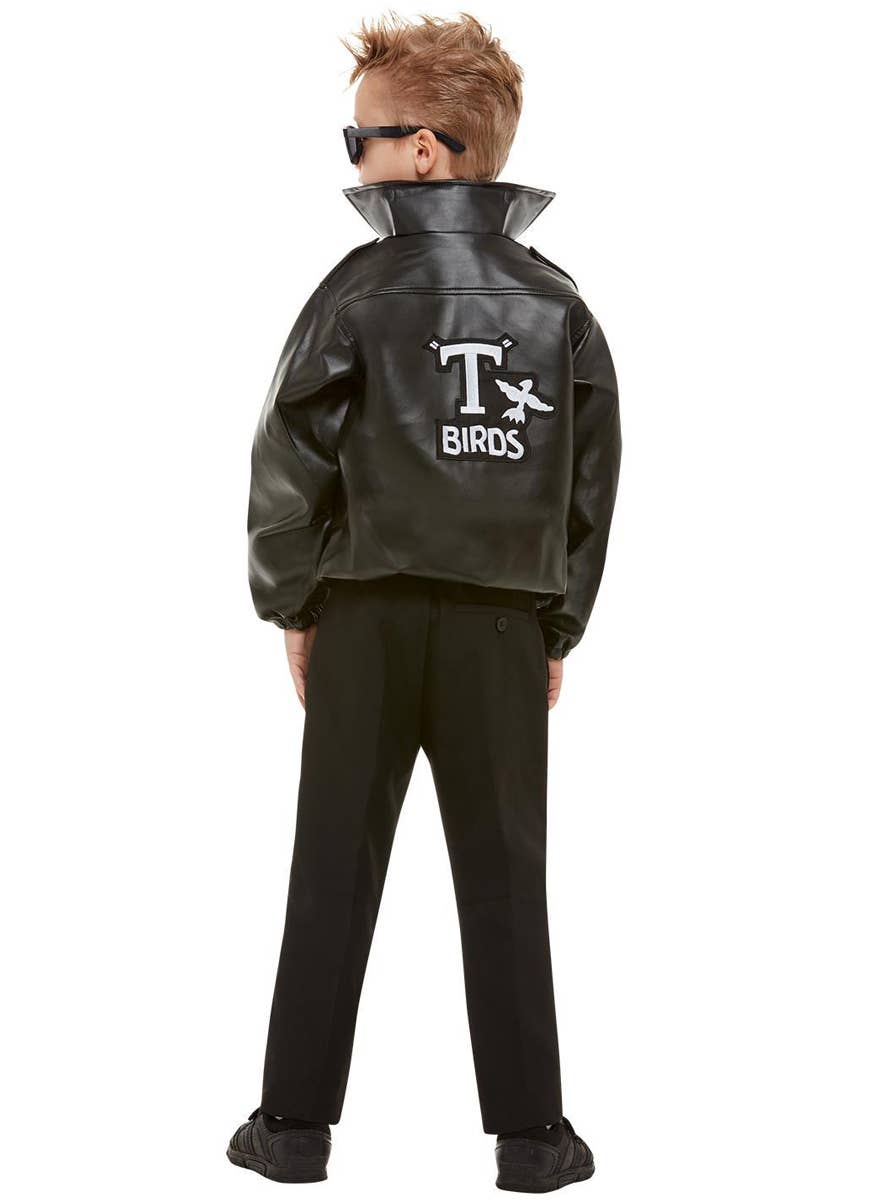 Boy's Grease T-Birds Black Leather Costume Jacket Back View