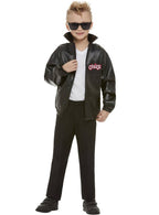 Boy's Grease T-Birds Black Leather Costume Jacket Front View