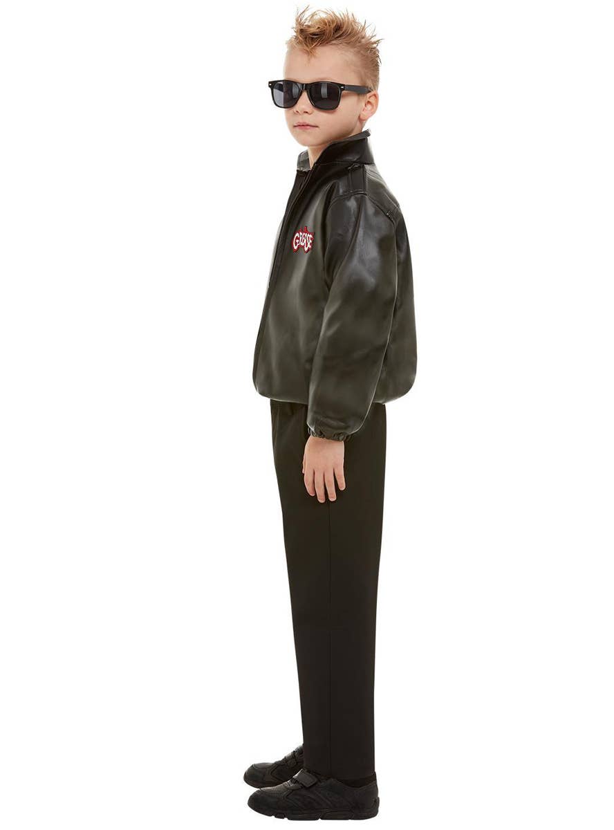 Boy's Grease T-Birds Black Leather Costume Jacket Side View
