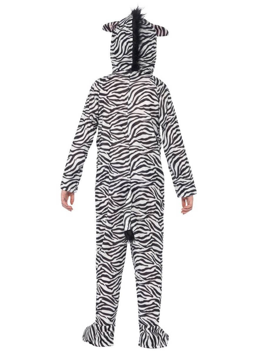 Black and White Stripy Zebra Animal Costume Jumpsuit for Kids - Back Image