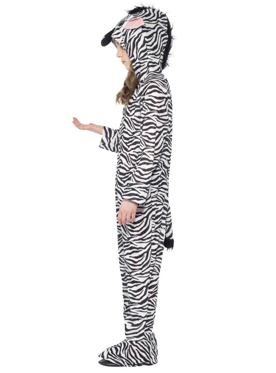 Black and White Stripy Zebra Animal Costume Jumpsuit for Kids - Side Image