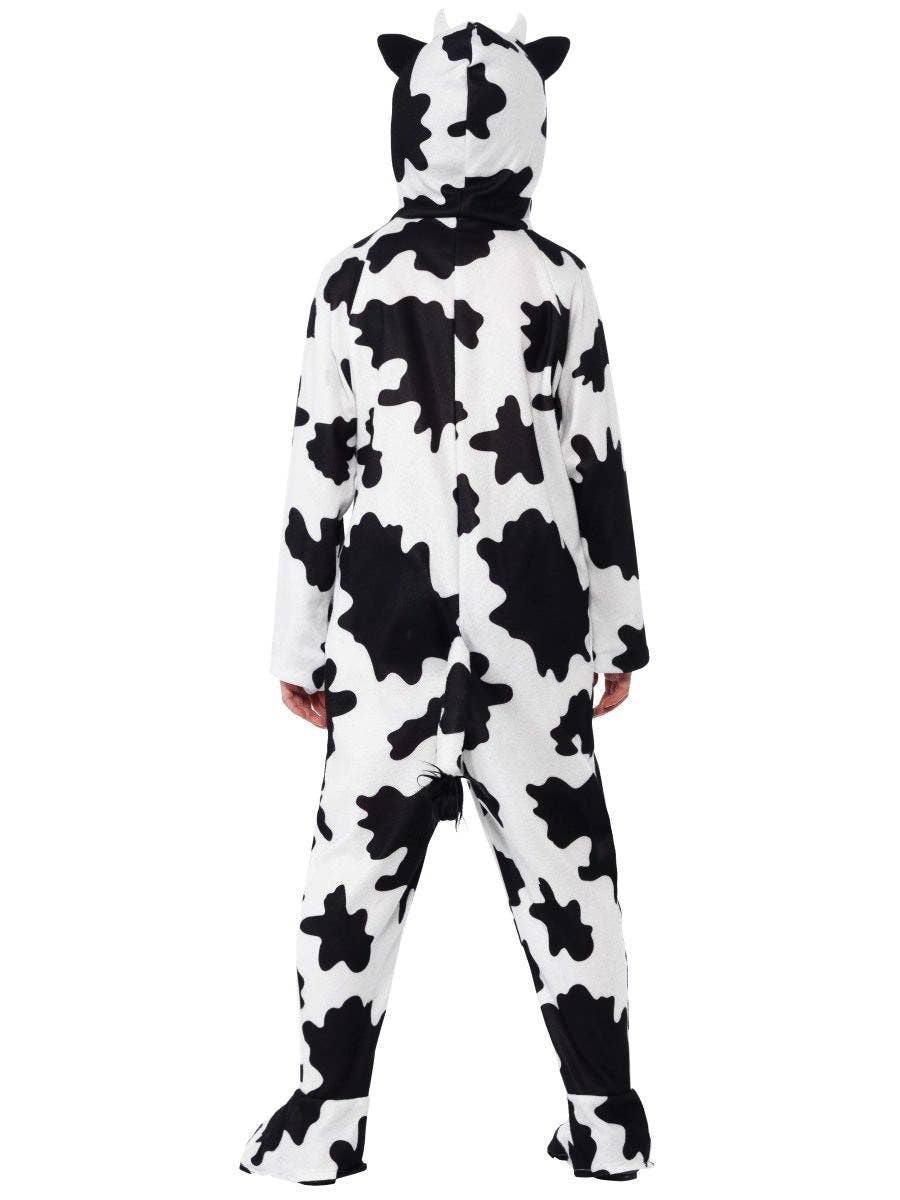 Kid's Black and White Cow Onesie Back View