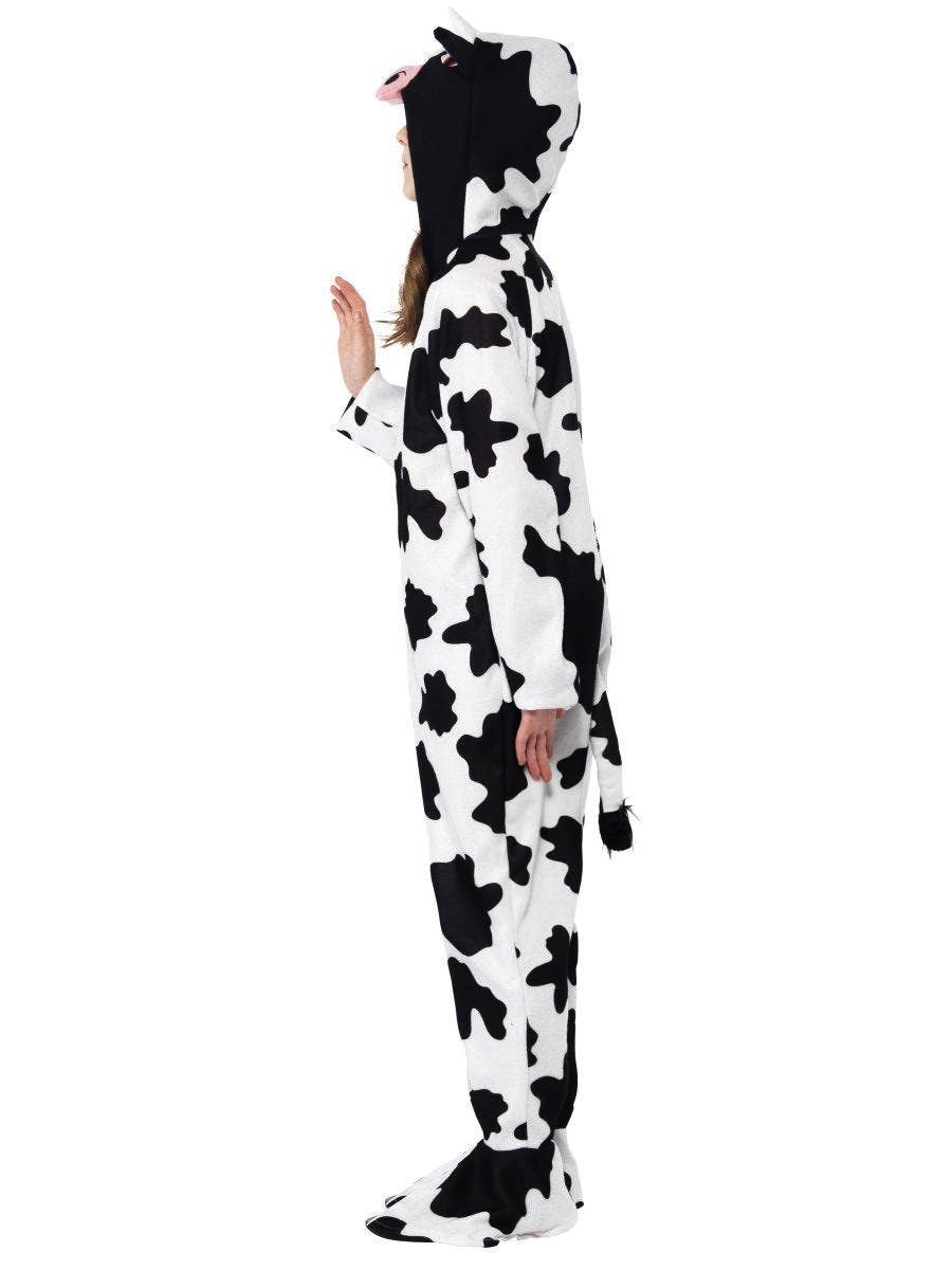 Kid's Black and White Cow Onesie Side View