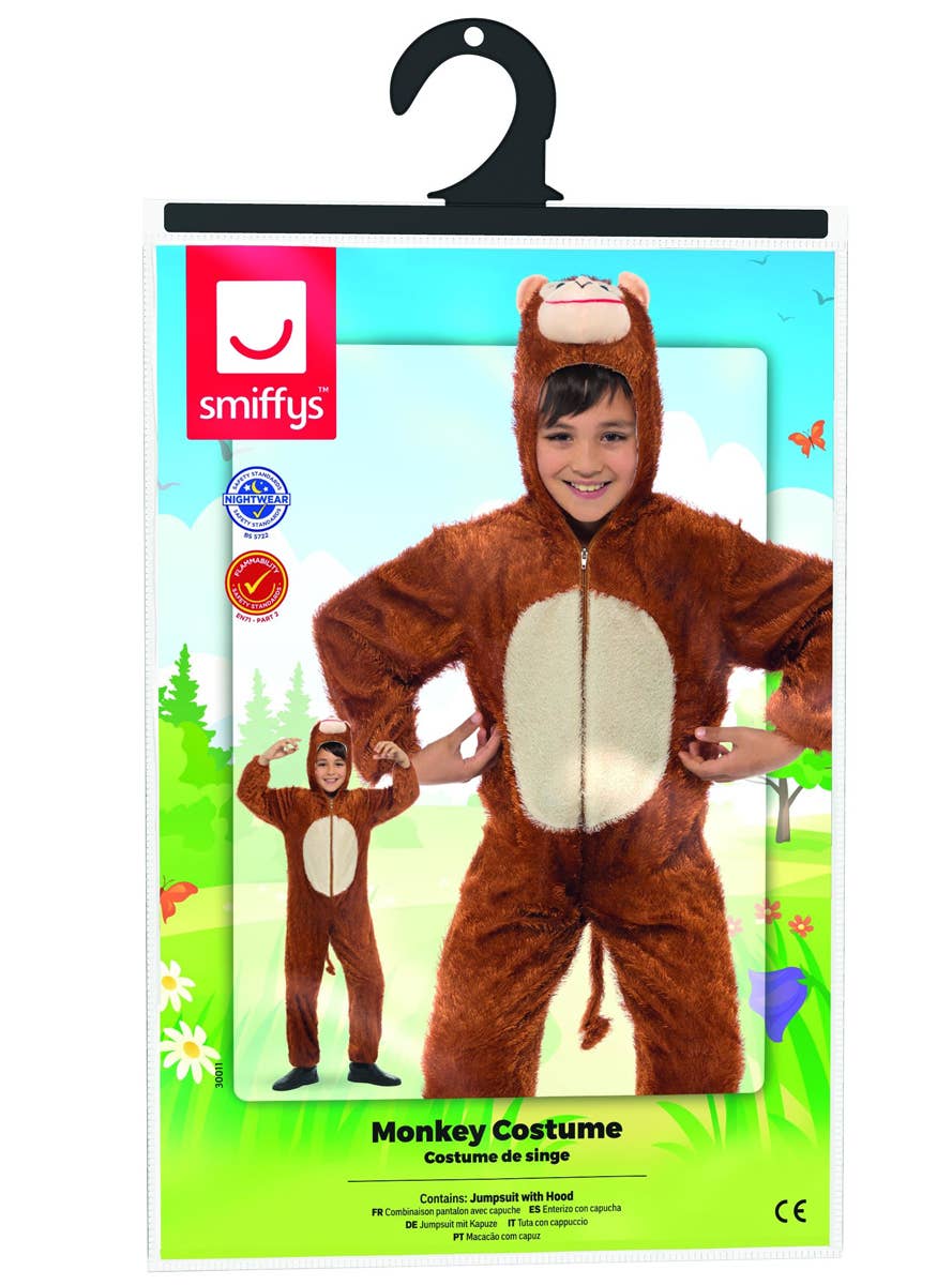 Kid's Cheeky Little Monkey Animal Costume Onesie with Hood Pack  Image