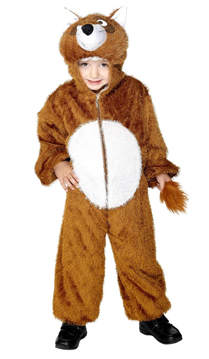 Kids Brown Fox Onesie Fancy Dress Costume Front View