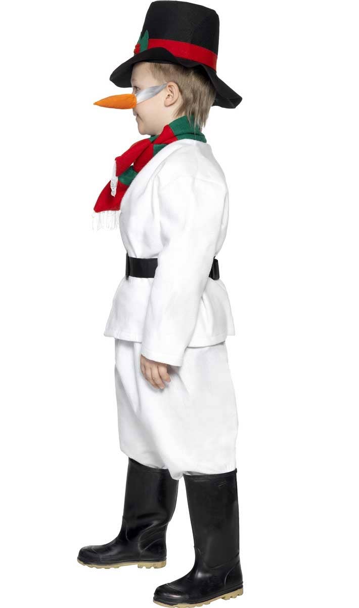 Fleecy White Snowman Christmas Costume for Boys - Side Image