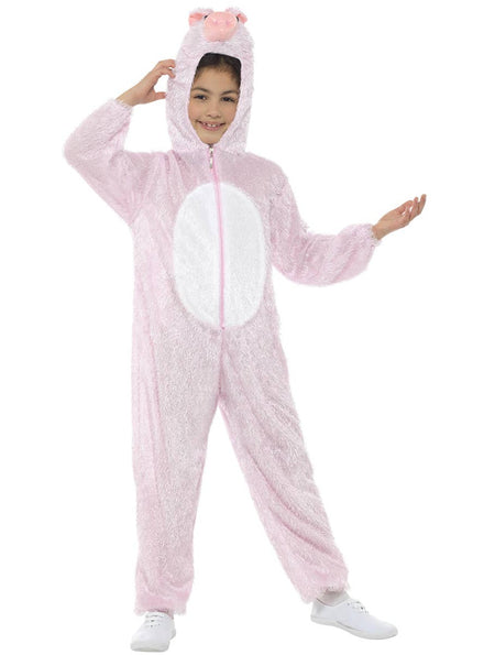 Kid's Pink Pig Farm Animal Onesie Book Week Costume Front Image 