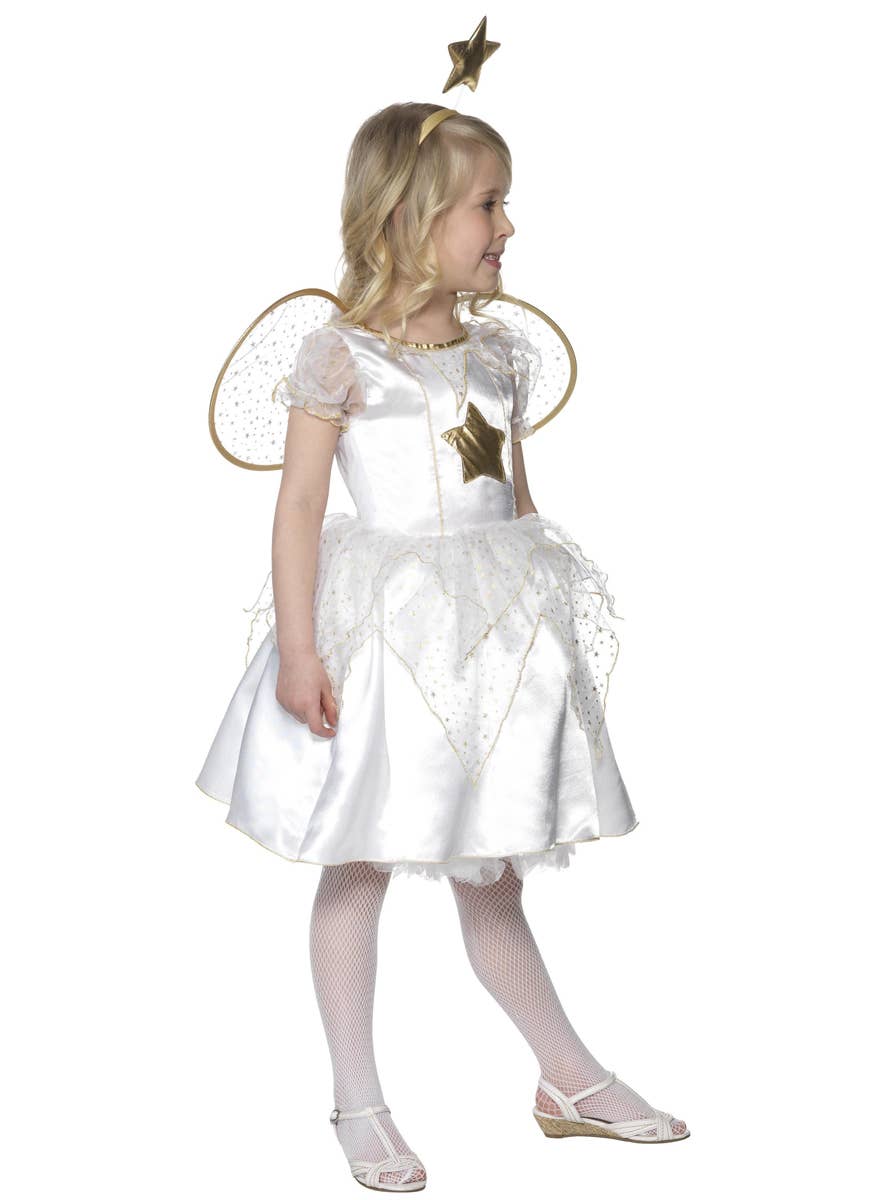 Girl's White Star Fairy Fancy Dress Costume Side View