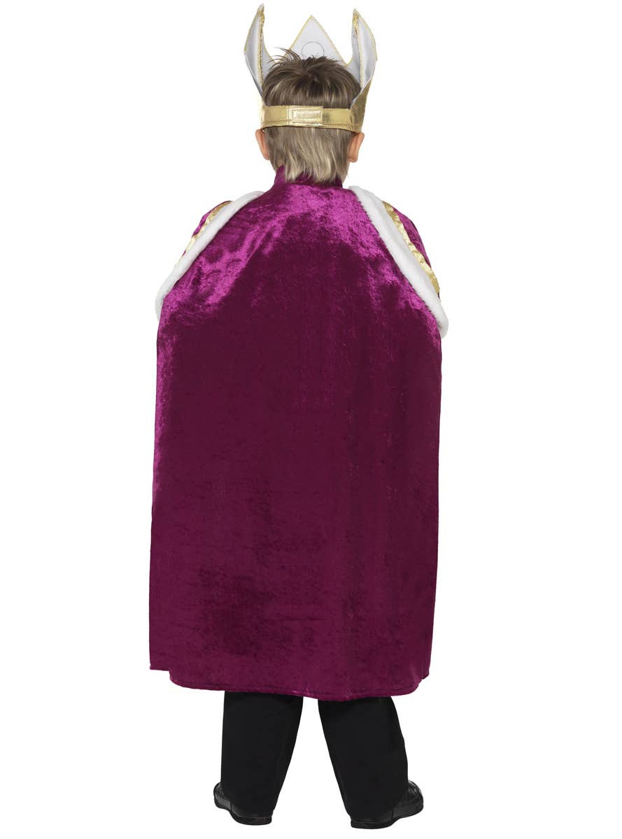 Boy's Royal King Medieval Burgundy Costume Back Image