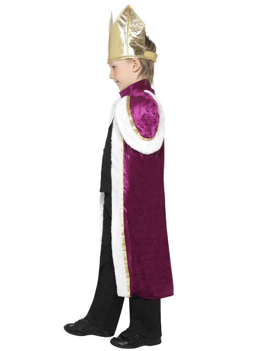 Boy's Royal King Medieval Burgundy Costume Side Image