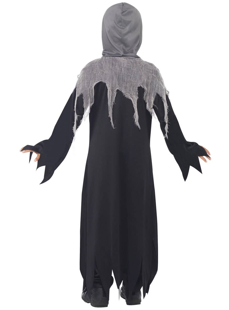 Teen Boy's Grim Reaper Black and Grey Halloween Costume - Back View