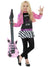 Girl's Pink and Black Punk Rock Star 80's Costume  Front View