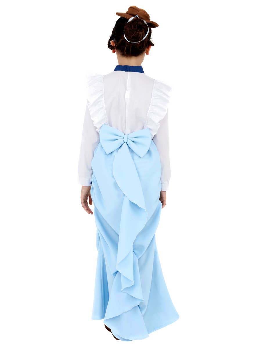 Blue and White Girl's Victorian Lady Costume Back View