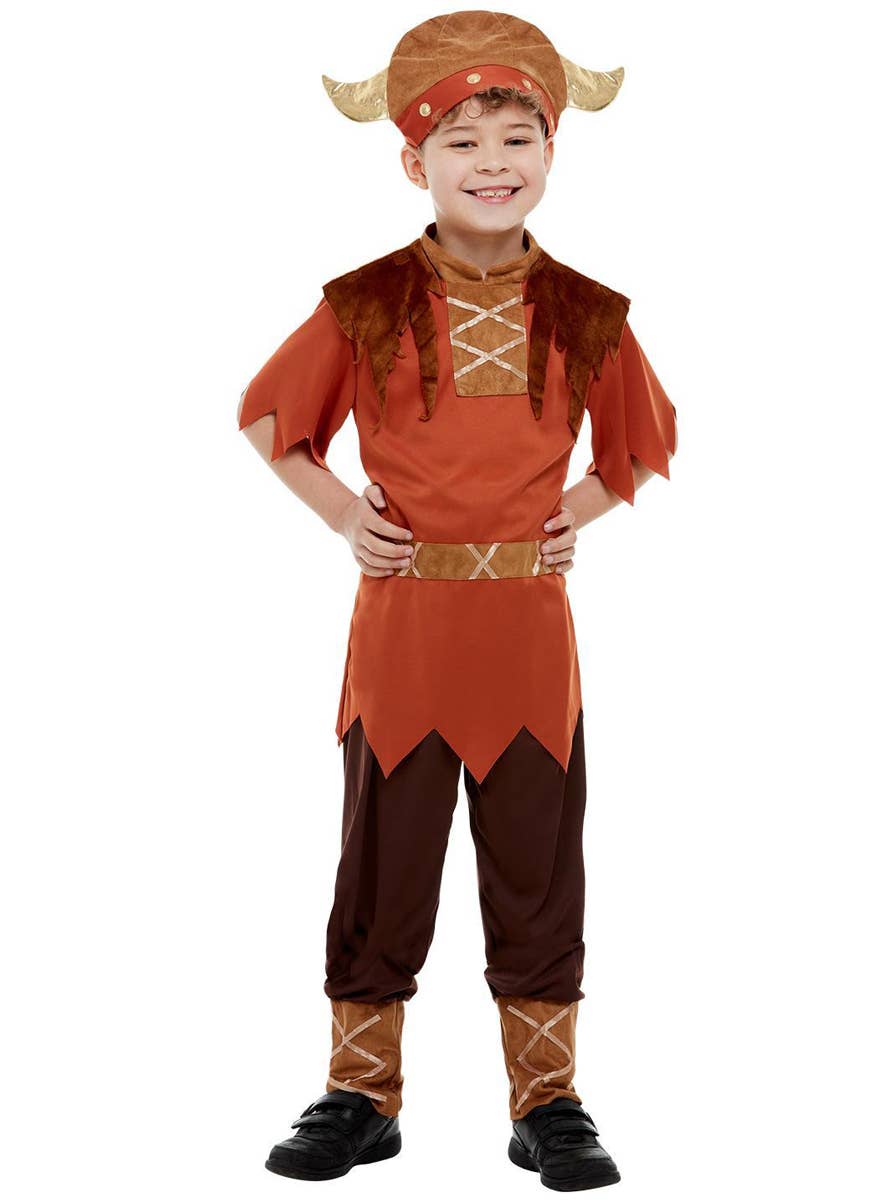 Boy's Brown Viking Warrior Costume Alternate Front View