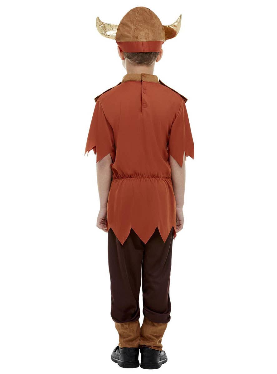 Teen Boy's Brown Viking Warrior Costume - Back View