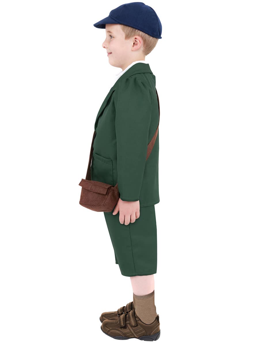 Boys English 1940s Paperboy Fancy Dress Costume - Side View