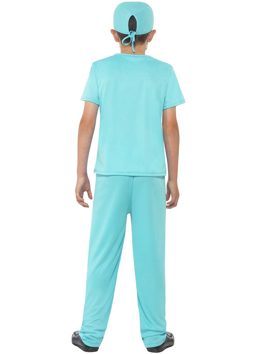 Boy's Medical Doctor Green Scrubs Fancy Dress Costume Back View