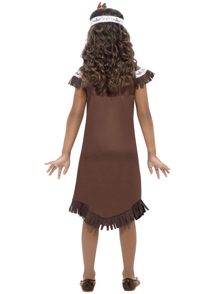 Dark Brown Girl's Native American Indian Costume Back View