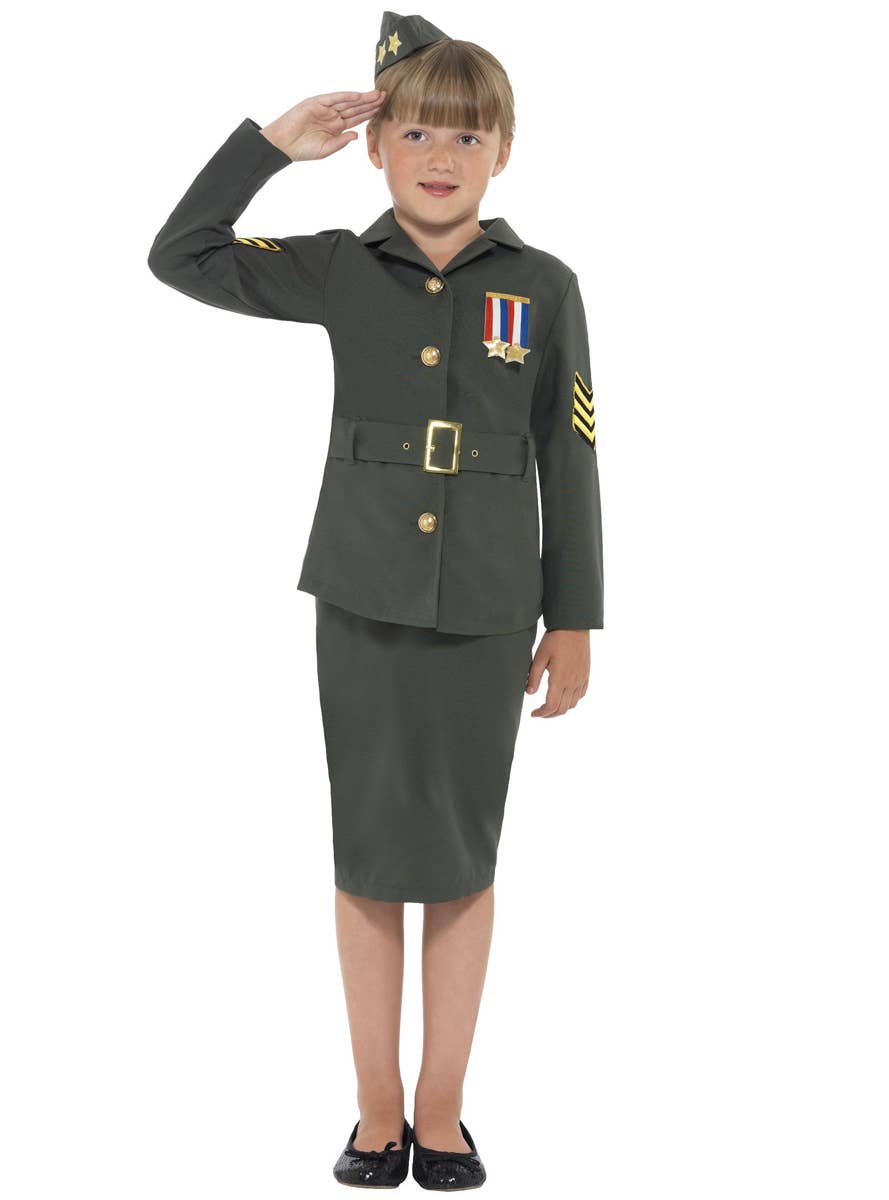 Girl's WWII Army Officer Costume Alternative View