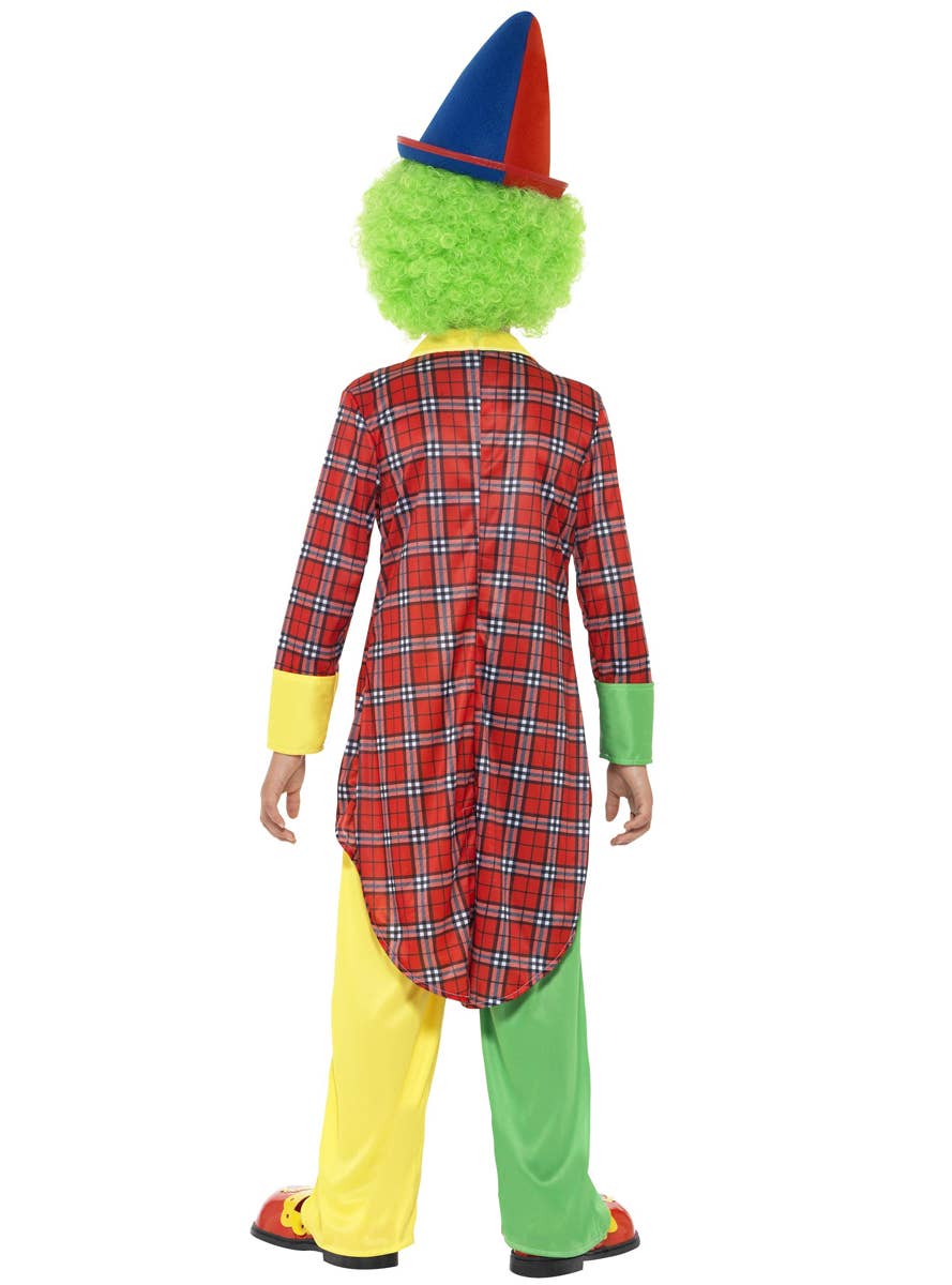 Boy's Circus Clown Green and Yellow Carnival Costume Back View