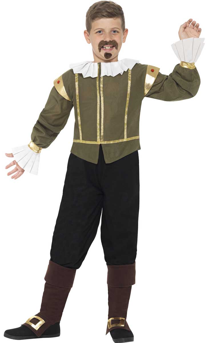 Old English Elizabethan Boy's Shakespeare Costume Front View