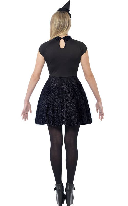 Teen Witch Girl's Black Halloween Fancy Dress Costume Back