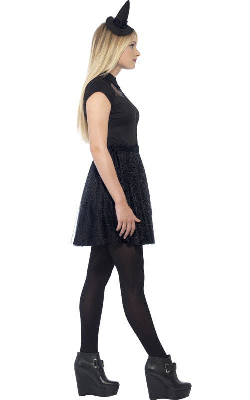 Teen Witch Girl's Black Halloween Fancy Dress Costume Side