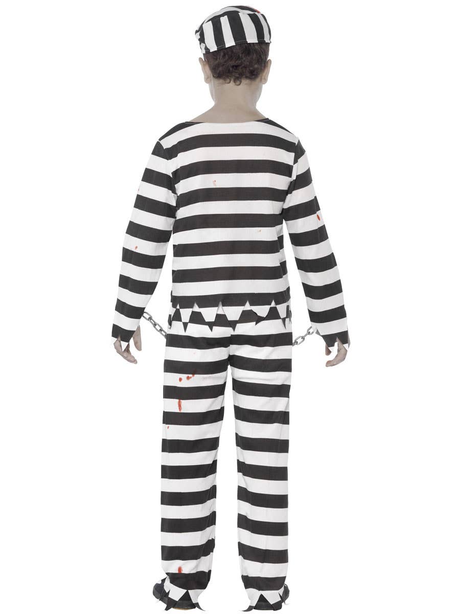 Boys Undead Convict Zombie Halloween Fancy Dress Costume Back Image