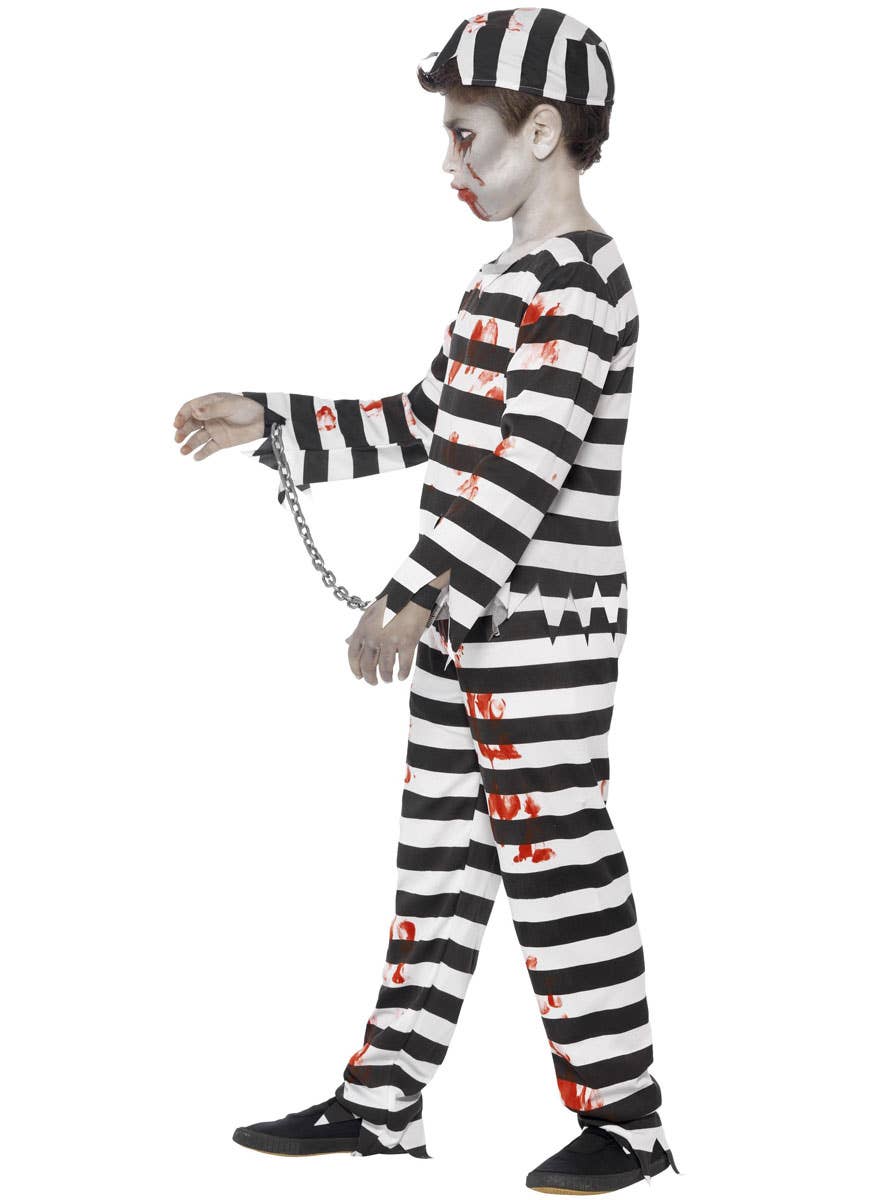 Boys Undead Convict Zombie Halloween Fancy Dress Costume Side Image