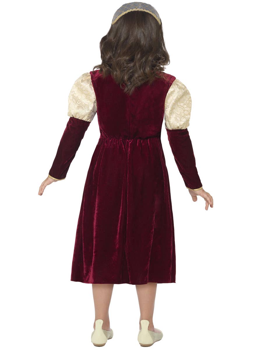 Girl's Tudor Damsel Princess Medieval Kid's Fancy Dress Costume Back View