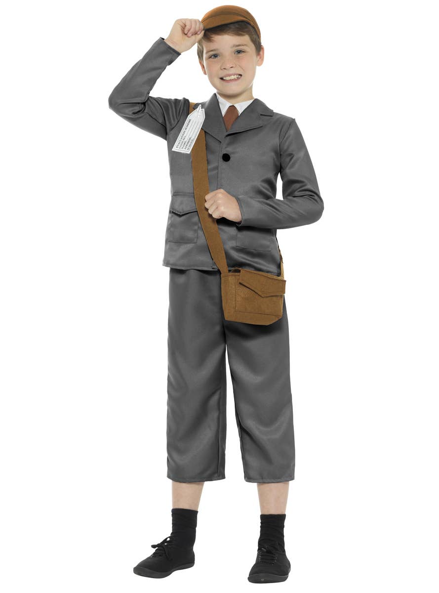 1940's WW2 Evacuee Boys Fancy Dress Costume Main View