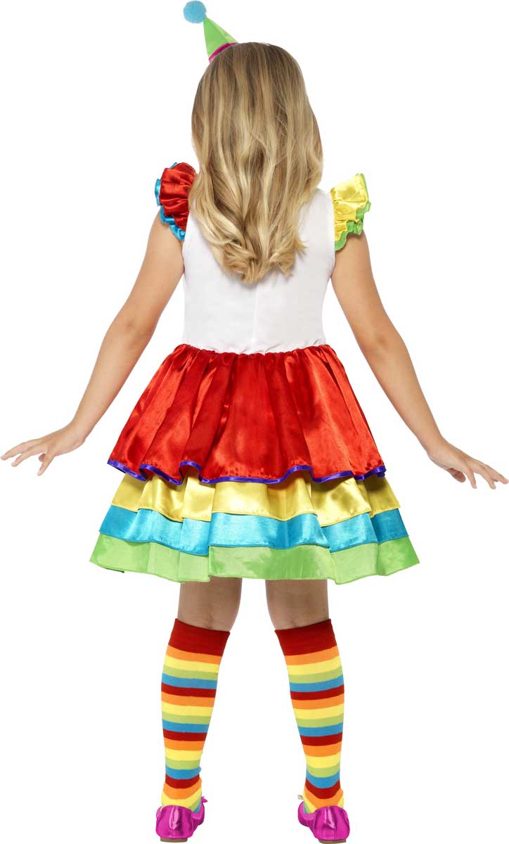Rainbow Clown Girl's Circus Costume Back View