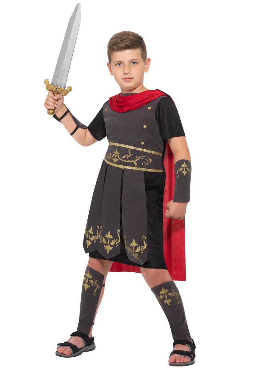 Roman Gladiator Boys Ancient Times Costume - Alt Front Image